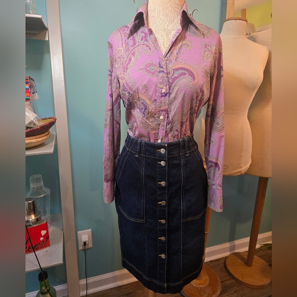 Etro Tops - Etro Lavendar Paisley Button Down Women's Shirt